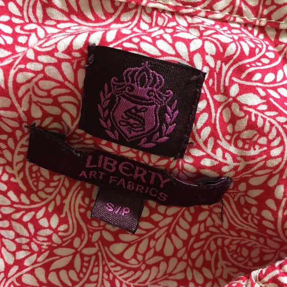 LIBERTY Tom Daley Red + White Leaf Print Popover Blouse S - Picture 4 of 4